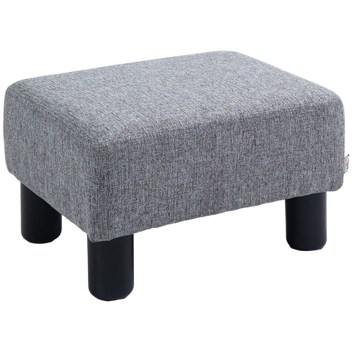 HOMCOM Linen Fabric Footstool Ottoman Cube with 4 Plastic Legs, Grey