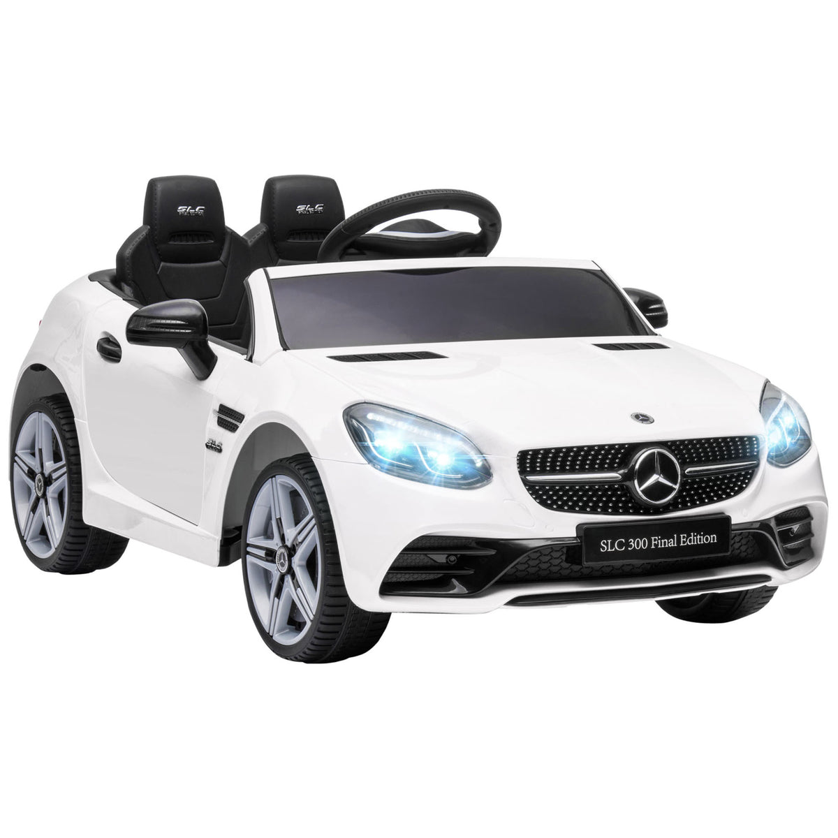 AIYAPLAY Benz SLC 300 Licensed 12V Electric Car for Kids, Kids' Electric Ride on with Parental Remote, Music Lights, Suspension Wheels for 3-6 Years, White