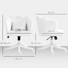 HOMCOM Velvet-Feel Petal Back Office Chair - White