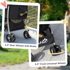 PawHut 3 In 1 Detachable Pet Stroller, for Extra Small and Small Dogs - Black