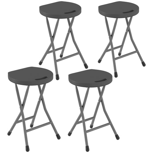 Outsunny Set of Four Folding Carry Stools - Charcoal Grey