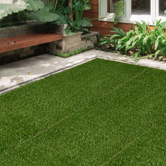 Outsunny 10 PCs 30 x 30cm Artificial Grass Turf, 25mm Pile Height Grass Carpet Fake Grass Mat UV Resistance for Outdoor