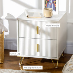 HOMCOM Elegant Chest of Two Drawers - White/Gold-Tone