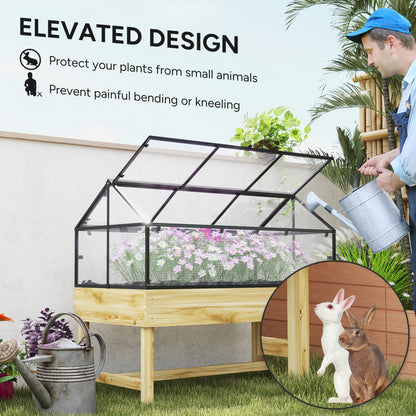 Outsunny 60 x 120cm Raised Garden Bed with Wooden Base - Natural