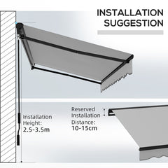 Outsunny 2.5 x 3.5m Aluminium Frame Electric Awning, with Remote - Light Grey