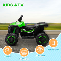 HOMCOM 12V Ride-On Quad Bike w/ Music, Horn, for Ages 3-5 Years - Green