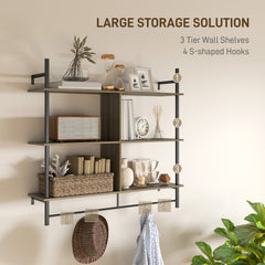 HOMCOM Three-Tier Floating Shelf - Grey Wood Effect