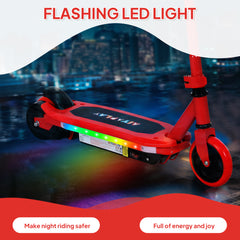 AIYAPLAY Electric Scooter for Ages 6-14, with Colourful Light and Electric Brake, Electric Scooter E Scooter, Up to 10 KM/H & 8 KM, Red