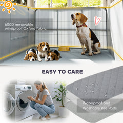 PawHut 7 Panel Dog Whelping Box, Dog Playpen with Washable Whelping Pads, Windproof Fabric, for Small and Medium Dogs