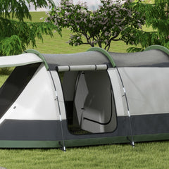 Outsunny Three-Man Camping Tent, with Two Rooms and Porch - Green