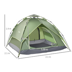 Outsunny 3 Man Camping Tent Automatic Pop Up Tent Portable Double Layer for Festival Hiking Family Travel Shelter