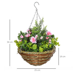 Outsunny Set of Two Hanging Lisianthus Flower Pots - Pink/Green