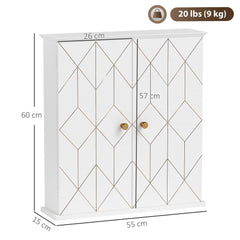 HOMCOM Bathroom Cabinet Wall Mounted, Bathroom Wall Cabinet Medicine Cabinet with 2 Doors, Adjustable Shelf, White