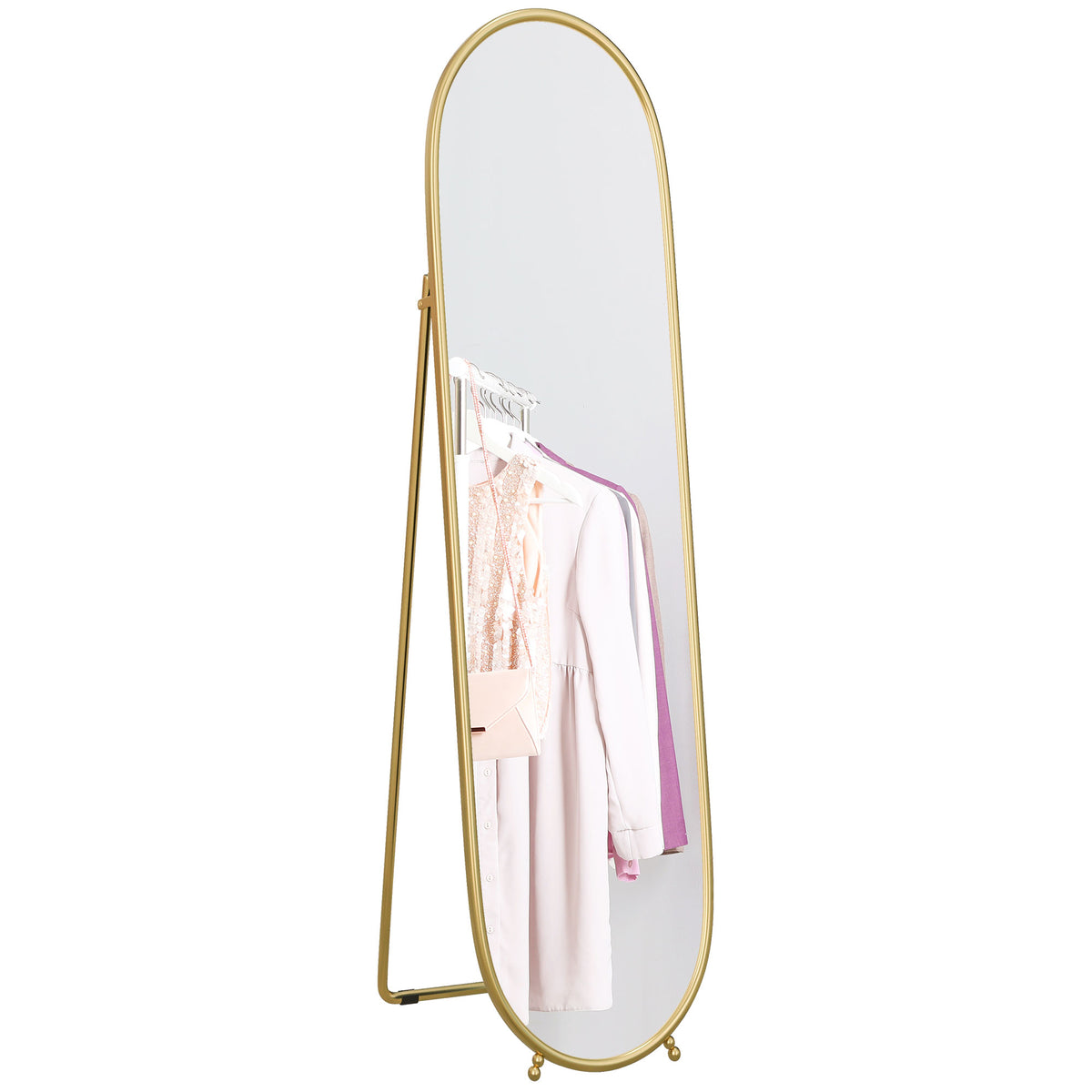 HOMCOM Two-Way Curved Full Length Mirror - Gold Tone