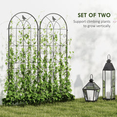 Outsunny Set of 2 Garden Trellis, Metal Fence Panels for Climbing Outdoor Plants, Flowers, 150 x 50cm