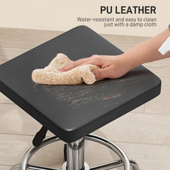 HOMCOM Adjustable PU Leather Rolling Stool - Black