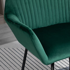 HOMCOM Velvet-Feel Plisse Back Accent Chair - Green