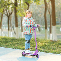 AIYAPLAY Electric Scooter for Ages 6-14, with Colourful Light and Electric Brake, Electric Scooter E Scooter, Up to 10 KM/H & 8 KM, Purple