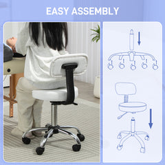 HOMCOM 360√Ç¬∞ Swivel Seat Salon Stool - White