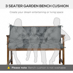 Outsunny 3 Seater Bench Cushion, Garden Chair Cushion with Back and Ties for Indoor and Outdoor Use, 98 x 150 cm, Dark Grey