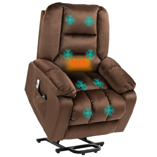 HOMCOM Leathaire Eight Massage Point Armchair, with Heat and Reclining Back - Brown