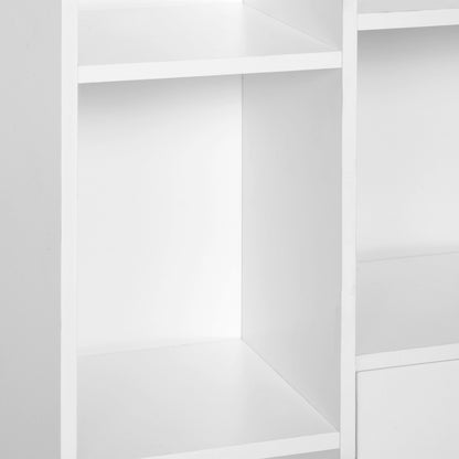 HOMCOM Sideboard Storage Cabinet Cupboard, Open Bookcase with 2 Doors 5 Compartments Wooden Modern Style for Living Room Bedroom Kitchen 80 x 23 x 123 cm, White