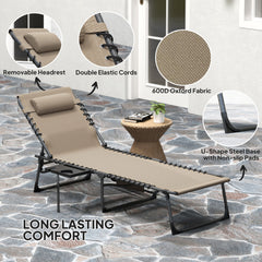 Outsunny Five-Position Reclining Sun Lounger - Beige