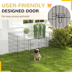 PawHut 8 Panel DIY Dog Pen with Door, for Dogs, Small Animals, Indoor/Outdoor Use, 91cm High