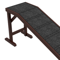 PawHut Pet Ramp for Dogs Cats Non-Slip Carpet Top Platform - Brown & Grey