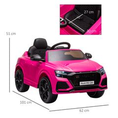 HOMCOM Audi RS Q8 6V Kids Electric Ride On Car Toy w/ Remote USB MP3 Bluetooth Pink