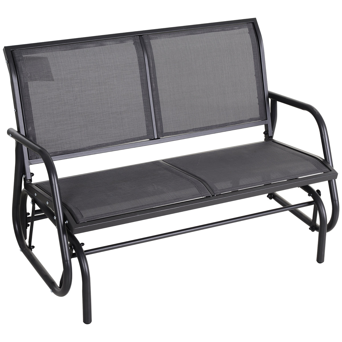 Outsunny 2-Person Outdoor Glider Bench Patio Double Swing Gliding Chair Loveseat w/Power Coated Steel Frame for Garden Patio Porch, Grey