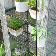 Outsunny 193cm Five Shelf Mini Greenhouse - White