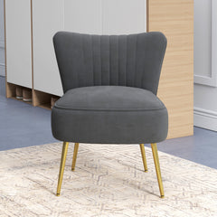 HOMCOM Velvet-Feel Tub Accent Chair - Grey