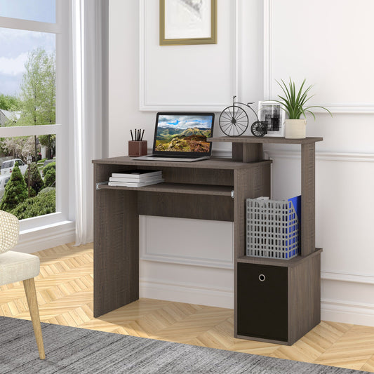 HOMCOM Computer Desk with Sliding Keyboard Tray Storage Drawer Shelf Home Office Workstation Grey