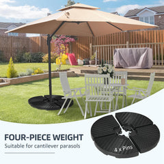 Outsunny 52kg Four-Piece Fillable Cantilever Parasol Weight Set