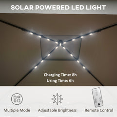 خيمة حفلات منبثقة من Outsunny مقاس 3 × 3(م) مع أضواء LED تعمل بالطاقة الشمسية، وملجأ مناسبات قابل للتعديل مع شبكة، باللون الرمادي