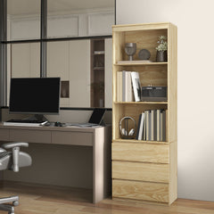 HOMCOM 180cm Tall Bookcase, with Shelves and Drawers - Wood Effect