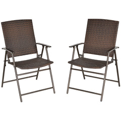 Outsunny Set of Two Folding Rattan Seat Chairs - Brown