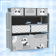 ZONEKIZ Kids Storage Unit, Toy Storage Organiser, with Six Fabric Bins, for Bedrooms, Playrooms, Nurseries - Grey