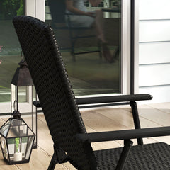 Outsunny Set of Four Folding Rattan Seat Chairs - Black