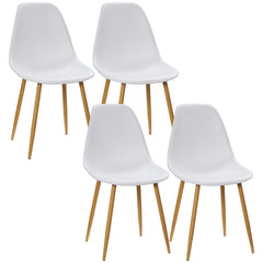 HOMCOM Modern Dining Chairs Set of 4, Kitchen Chairs with Backrest and Steel Legs for Dining Room, Living Room, White