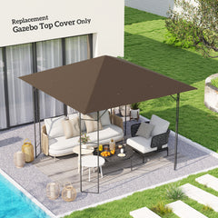 Outsunny 3 x 3(m) Gazebo Canopy Replacement Cover, Garden Gazebo Roof Replacement with Drain Holes, Water-resistant Plastic Coating, 370g/√£≈Ω¬°, UPF30+, TOP COVER ONLY, Brown