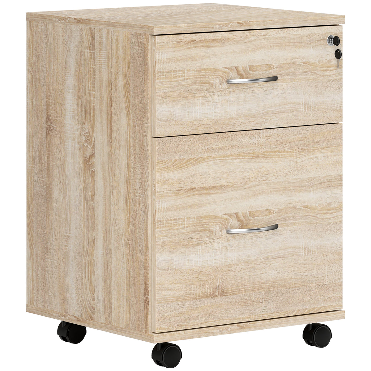 HOMCOM Two Drawer Lockable Filing Cabinet - Wood-Effect