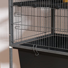 PawHut 5 Levels Rolling Small Animal Cage with Non Slip Ramps, Slide Out 16cm Deep Tray, 88 x 48 x 150.5cm, Dark Grey