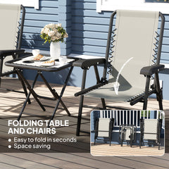 Outsunny Three-Piece Garden Table and Chair Set - Dark Grey