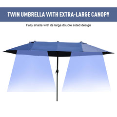 Outsunny Double-side Umbrella Parasol, â2.7x4.6Wx2.4H m-Blue