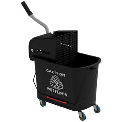 HOMCOM 20L Mop Bucket on Wheels, with Water Separation Panel - Black