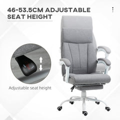 Vinsetto Office Chair, Ergonomic Desk Chair, Fabric Work Study Chair with 155√Ç¬∞ Reclining Back and Footrest, Adjustable Height and Swivel Wheels, Grey