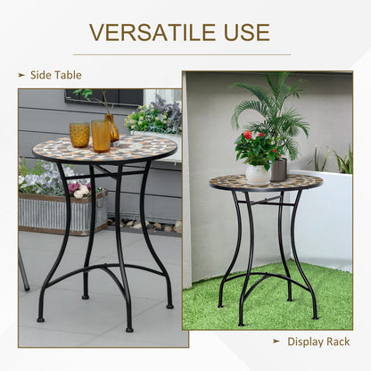 Outsunny 60cm Mosaic Outdoor Patio Table - Grey