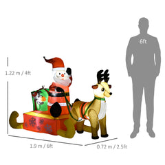 HOMCOM 4ft Christmas Inflatable Santa Claus Sledge Sleigh Reindeer Blow Up Decoration Xmas D√É¬©cor for Garden